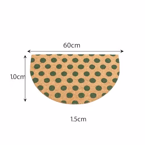 Melody Maison Modern Semicircular Polka Dot Coir Door Mat in Green and Beige, Diameter: 100 cm – 2