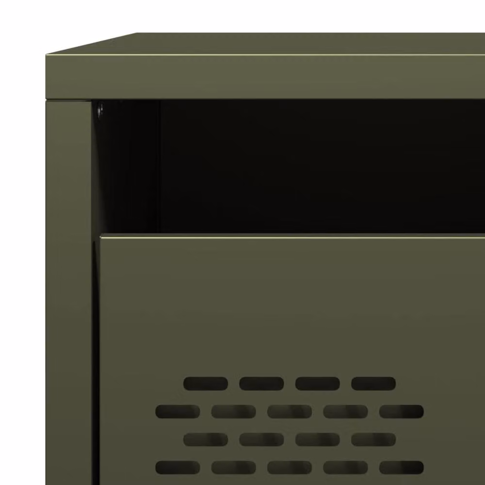 Berkfield Home Industrial Steel Bedside Cabinet in Olive Green, W/D/H: 35 x 39 x 43.5 cm – 5