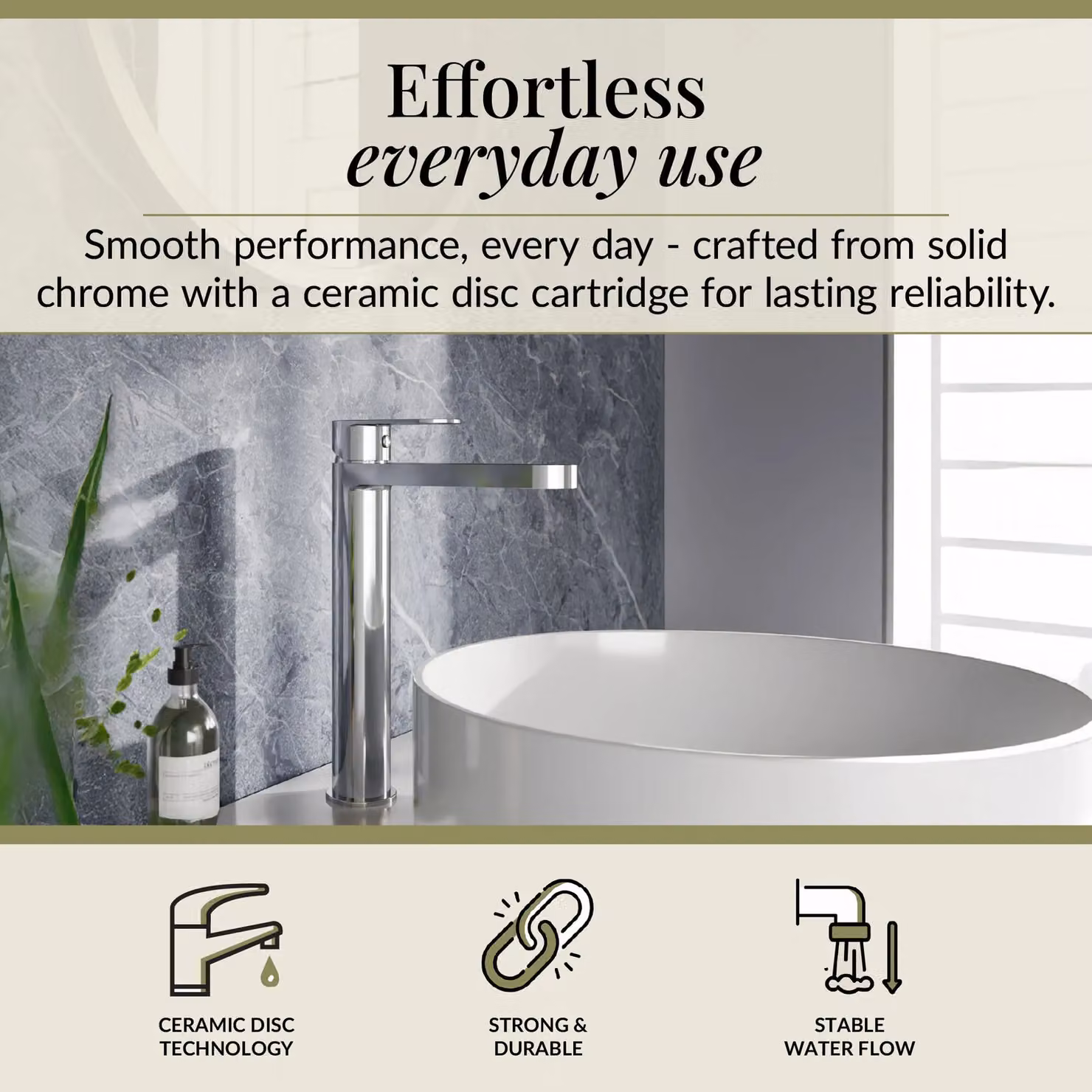 Balterley Cascade Round Tall Mono Basin Mixer Tap in Chrome Silver – 2