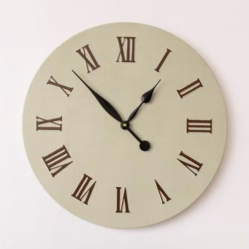 Melody Maison Mid-Century Geometric Metal Wall Clock in Green, Brown and Black, Diameter: 60 cm