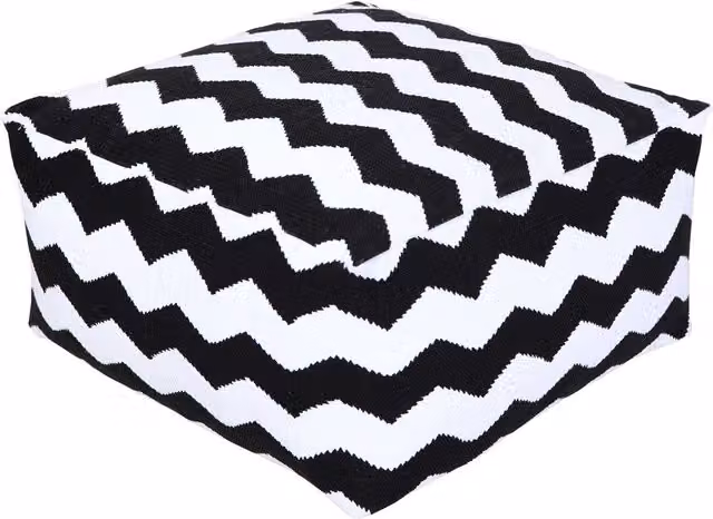 Homescapes Square Geometric Chevron Style Bean Footstool in Black and White, W/D/H: 60 x 60 x 60 cm