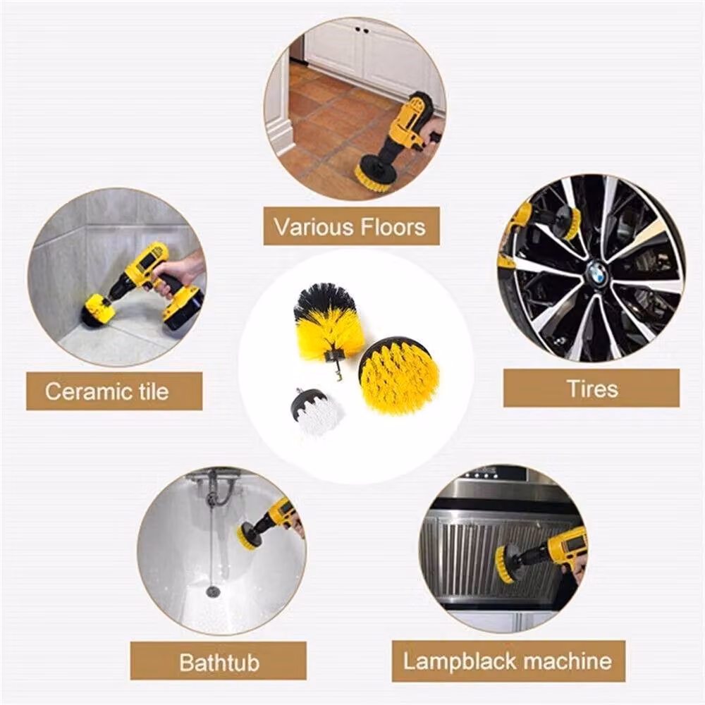 Nordara 22x Drill Cleaning Brush Set Attachment for Grout and Tile in Yellow – 4