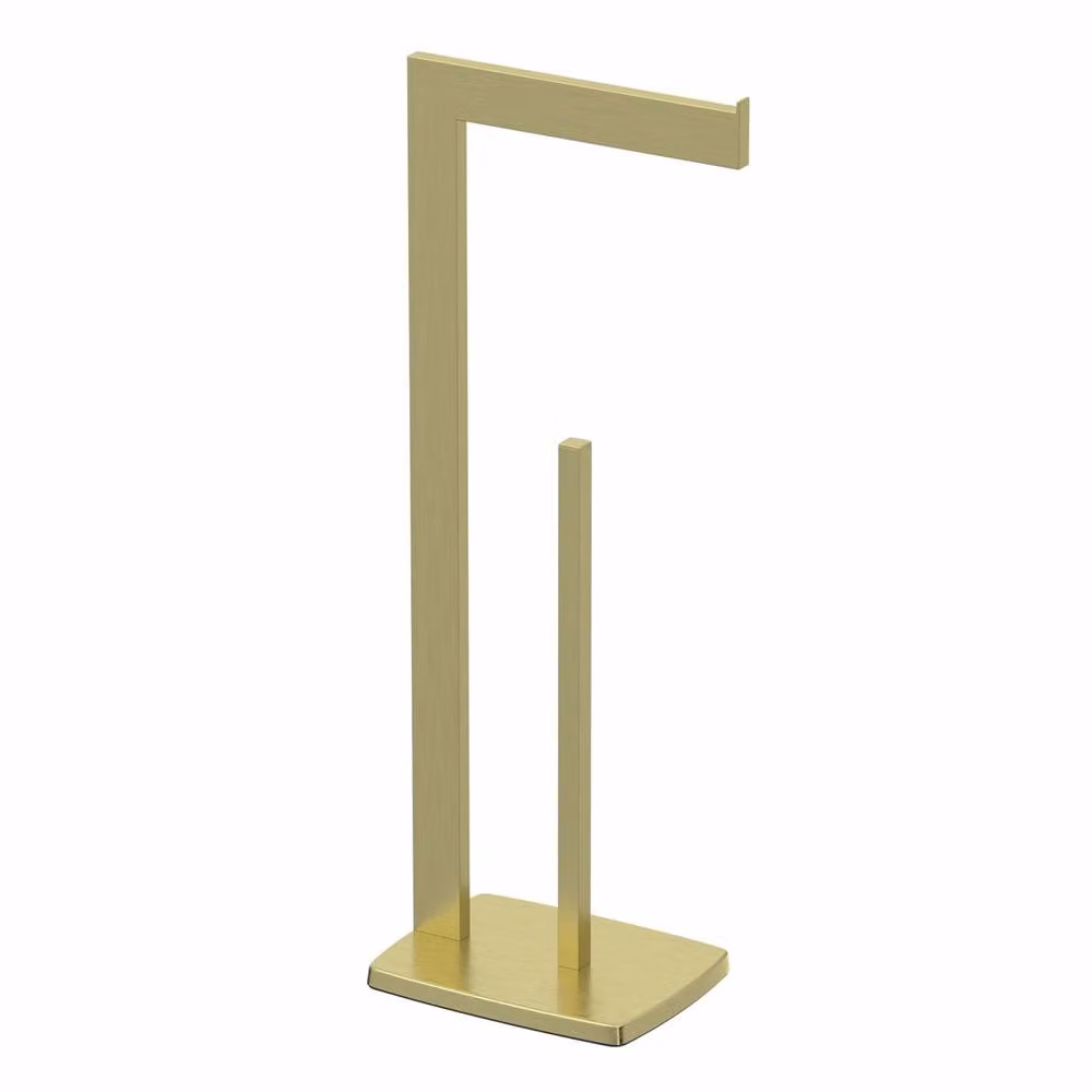 Havendro Brushed Brass Freestanding Toilet Roll Holder in Gold – 3