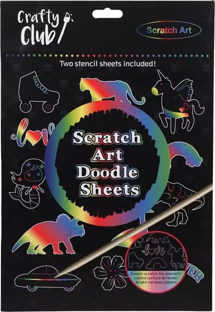 Crafty Club Multicolour Scratch Art Doodle Paper Sheets