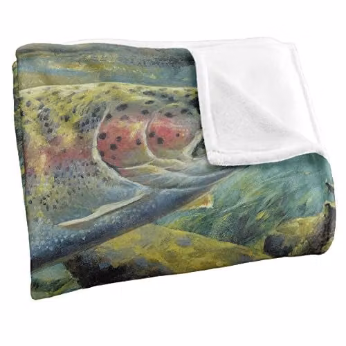 Wild Wings Rainbow Trout 2 Silky Touch Super Soft Fleece Throw Blanket in White, W: 152 cm, D: 127 cm – 2