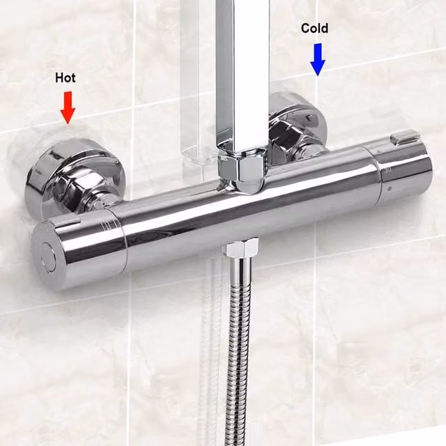 SPETLEK Round Thermostatic Shower Bar Mixer Valve in Chrome Silver – 1
