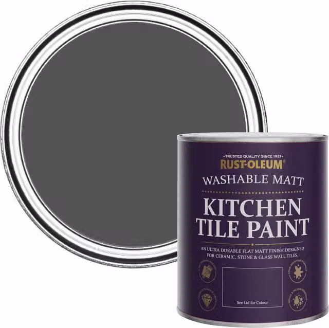 Rust-Oleum Matt Kitchen Tile Paint in Grey, 750ml