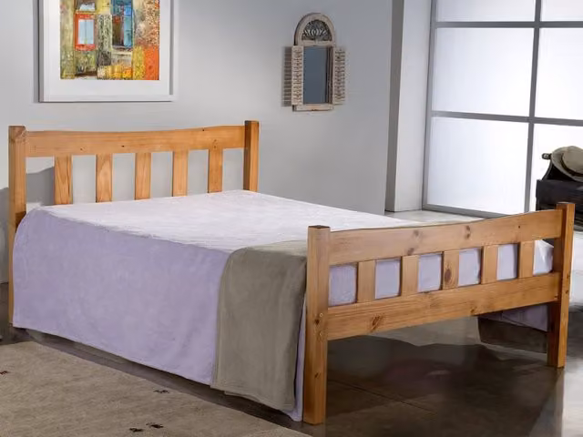 Birlea Miami Antique Pine Wooden Double Bed Frame, Brown, 140 x 200 cm