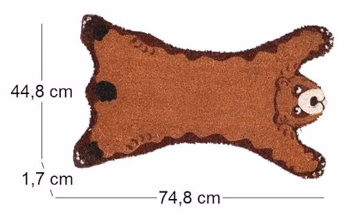 Esschert Design Bear Coir Doormat, Brown, W/D/H: 44.8 x 74.8 x 1.7 cm – 3