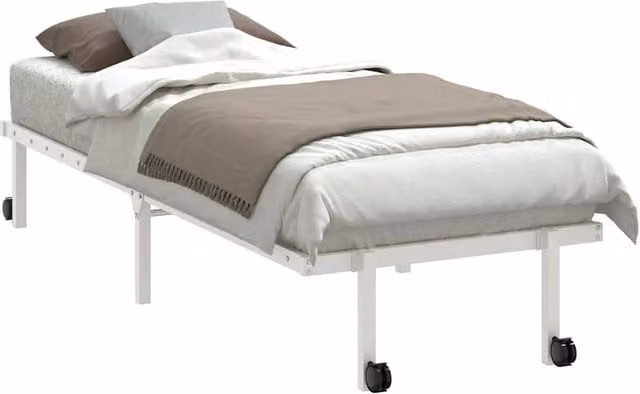 Berkfield Home Elegant Foldable Steel Bed Frame in White, W/D/H: 75 x 190 x 30 cm