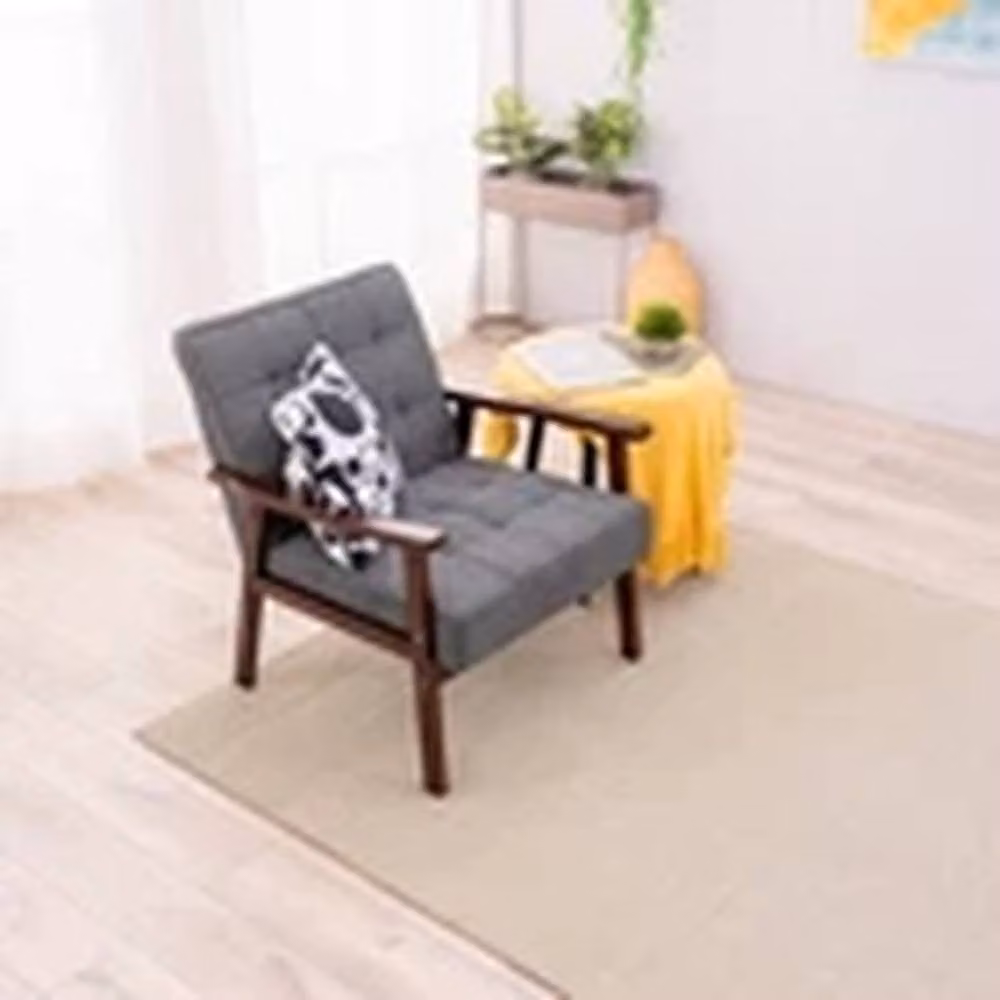 EONLION Grey Fabric Accent Chair with Solid Wood Frame and Armrests – 2
