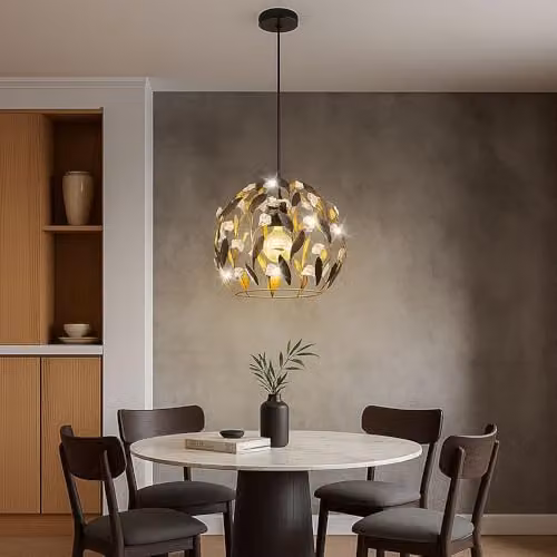 Globo Lighting Modern Round Metal Pendant Light in Gold and Black, Diameter: 40 cm – 2