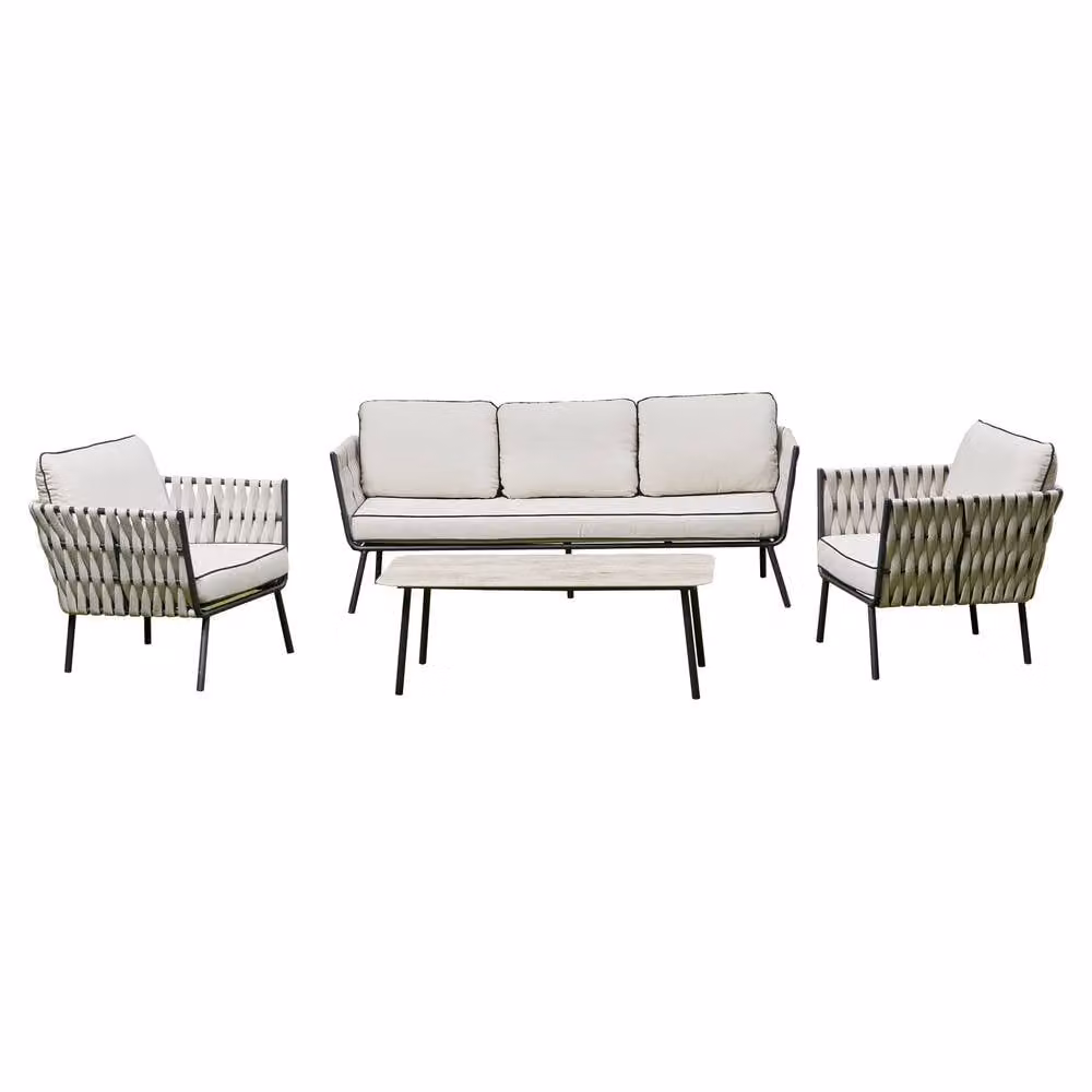 DS Living Rope 5 Seater Aluminium Garden Furniture Set in Grey – 2