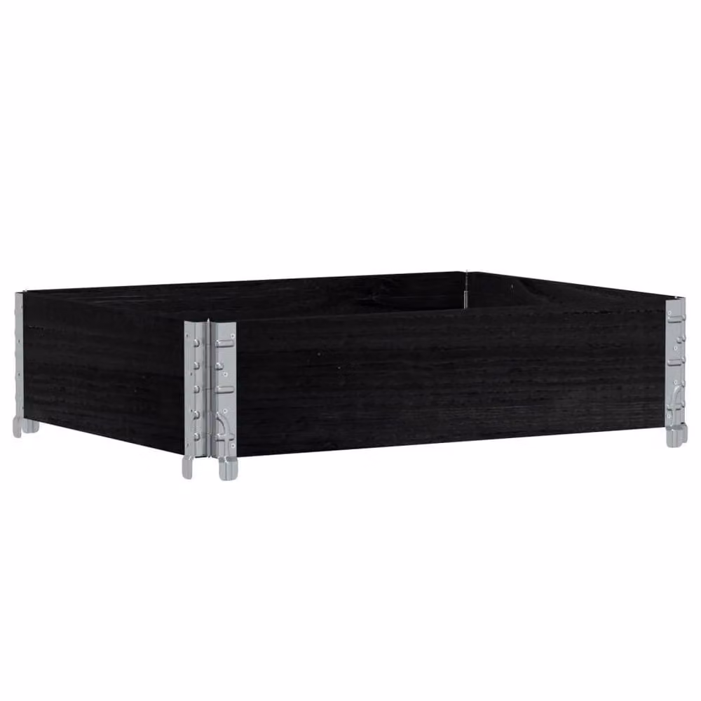 Berkfield Home Practical Garden Planter in Black Solid Pine Wood and Metal, W: 80 cm, D: 60 cm, H: 21.5 cm – 3