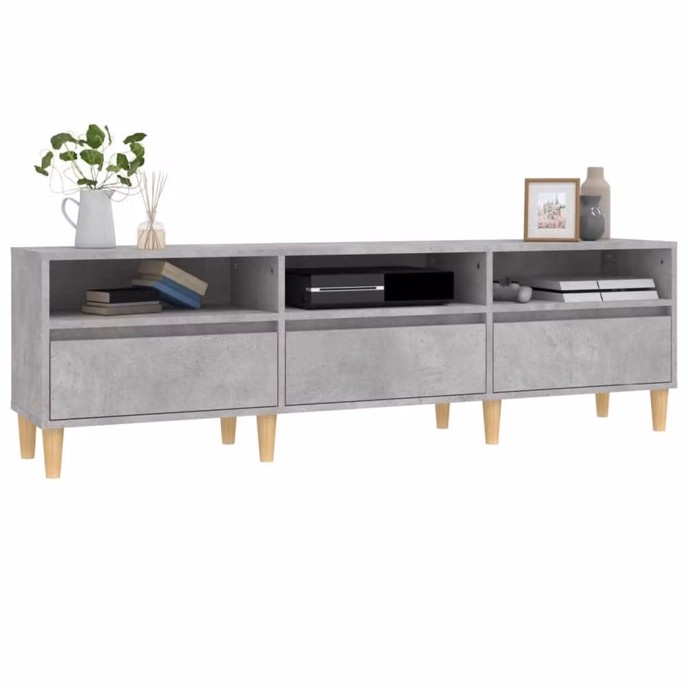 Berkfield Home TV Cabinet in Concrete Grey, W: 150 cm, D: 30 cm, H: 44.5 cm – 3