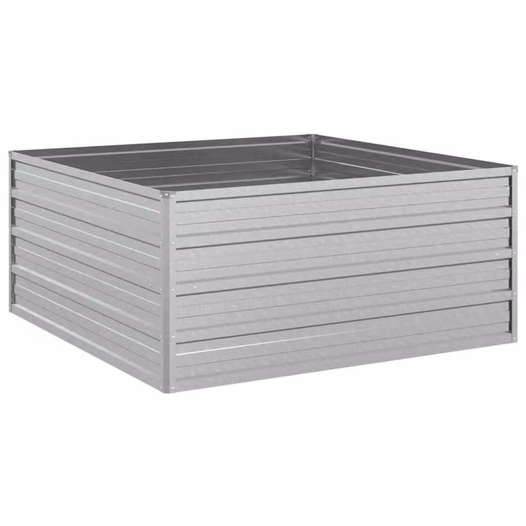 Berkfield Home Garden Galvanised Steel Raised Bed in Silver, W/D/H: 100 x 100 x 45 cm
