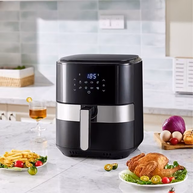 Komore 8L Hot Air Fryer with Digital Display and Touch Control, Black