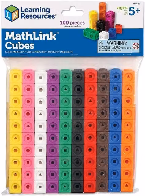 Learning Resources Mathlink Cubes 100 Piece Connecting Counting Block Set in Multicolour