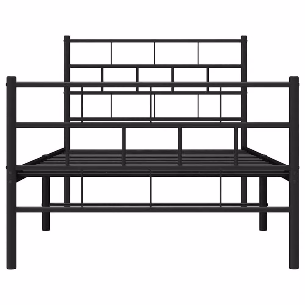 Berkfield Home Metal Bed Frame with Headboard and Footboard in Black, W/D/H: 100 x 200 cm – 3