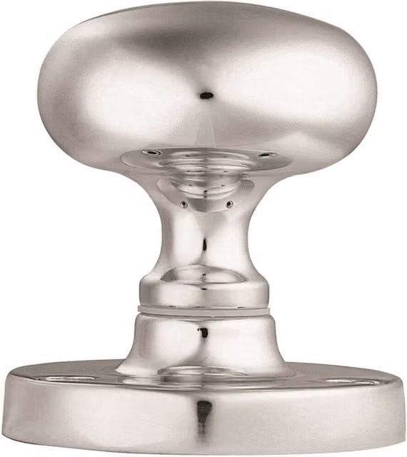 Loops Pair of Mushroom Mortice Door Knobs with Concealed Rose in Polished Chrome, 59mm Diameter