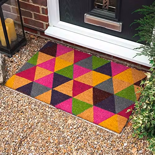 Nicola Spring Coir Door Mat with Multicolour Triangle Graphic, W/D: 90 x 60 cm – 2