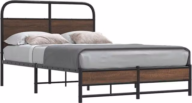 Berkfield Home Bed Frame in Brown Oak, W/D/H: 120 x 190 x 120 cm – 1