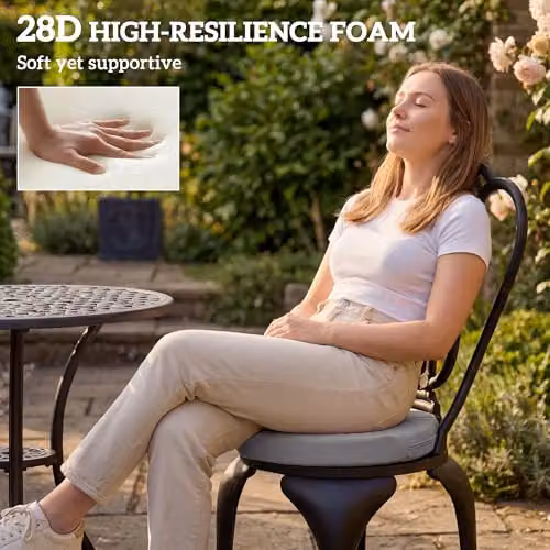 Outsunny Set of 4 Round Outdoor Bistro Chair Cushions in Grey, W/D/H: 41 x 41 x 5 cm – 2