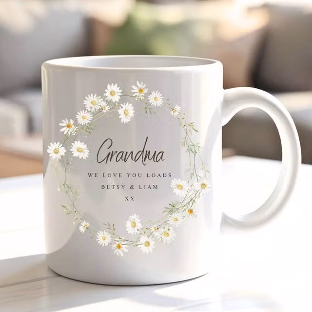 Aye Do Gifts Personalised Women's Daisy Flower Mug in White