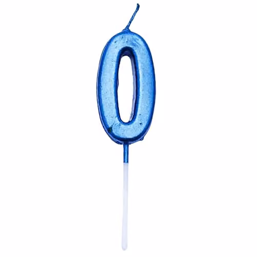 Shatchi Blue Number 0 Birthday Cake Topper Candle