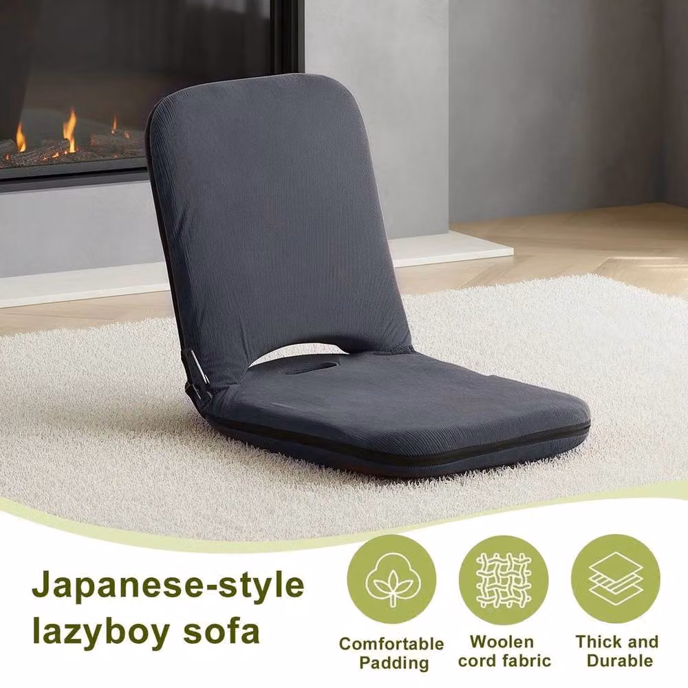 KORVIXA 5-Position Adjustable Gaming Floor Chair in Grey, W/D/H: 100 x 100 x 100 cm – 4