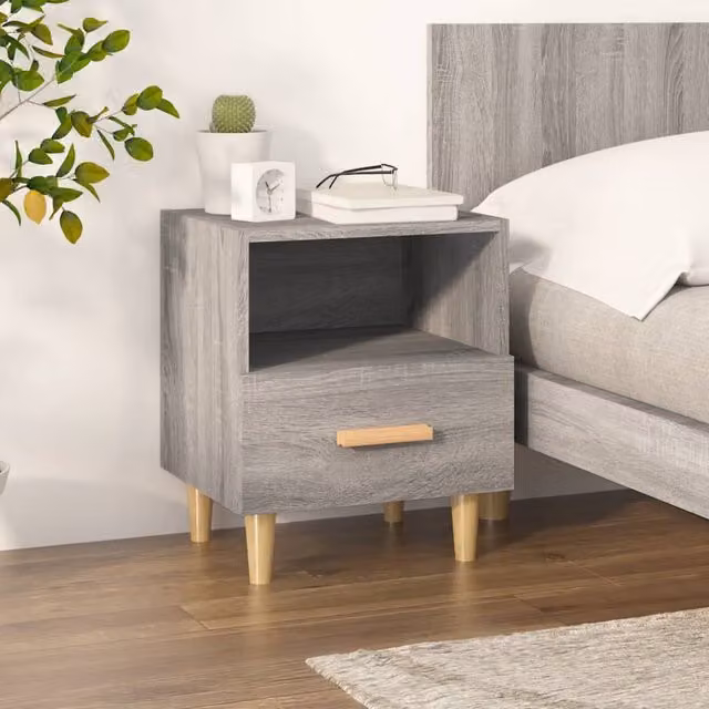 Berkfield Home Bedside Cabinet in Grey Sonoma, W/D/H: 40 x 35 x 47 cm – 1