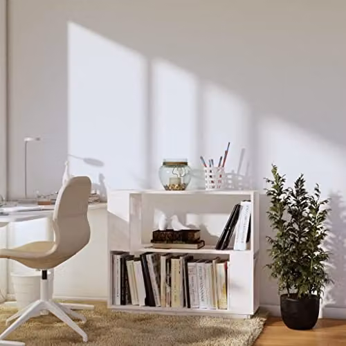vidaXL White Solid Wood Pine Book Cabinet and Room Divider W/D/H: 80 x 25 x 70 cm – 3
