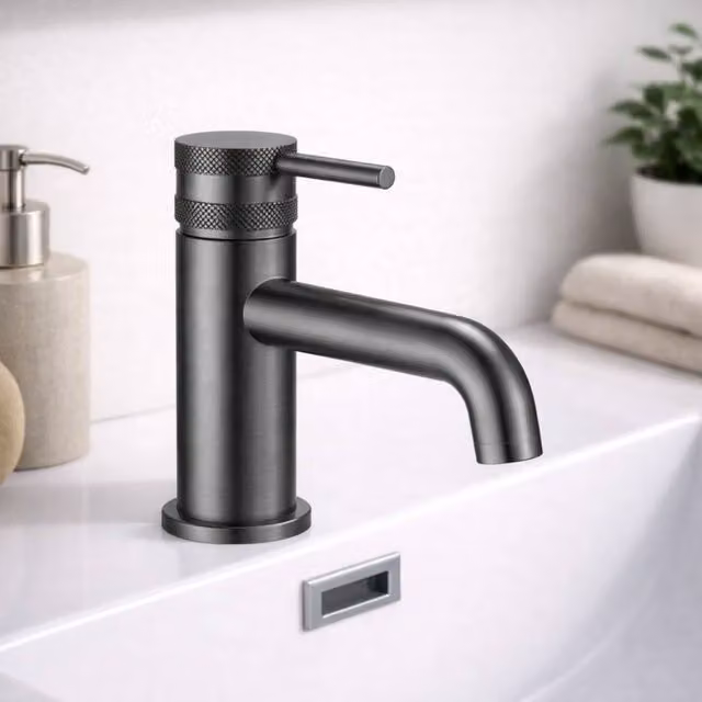 Bathroom Kingdom Venice Single Lever Gunmetal Grey Modern Countertop Basin Mixer Tap