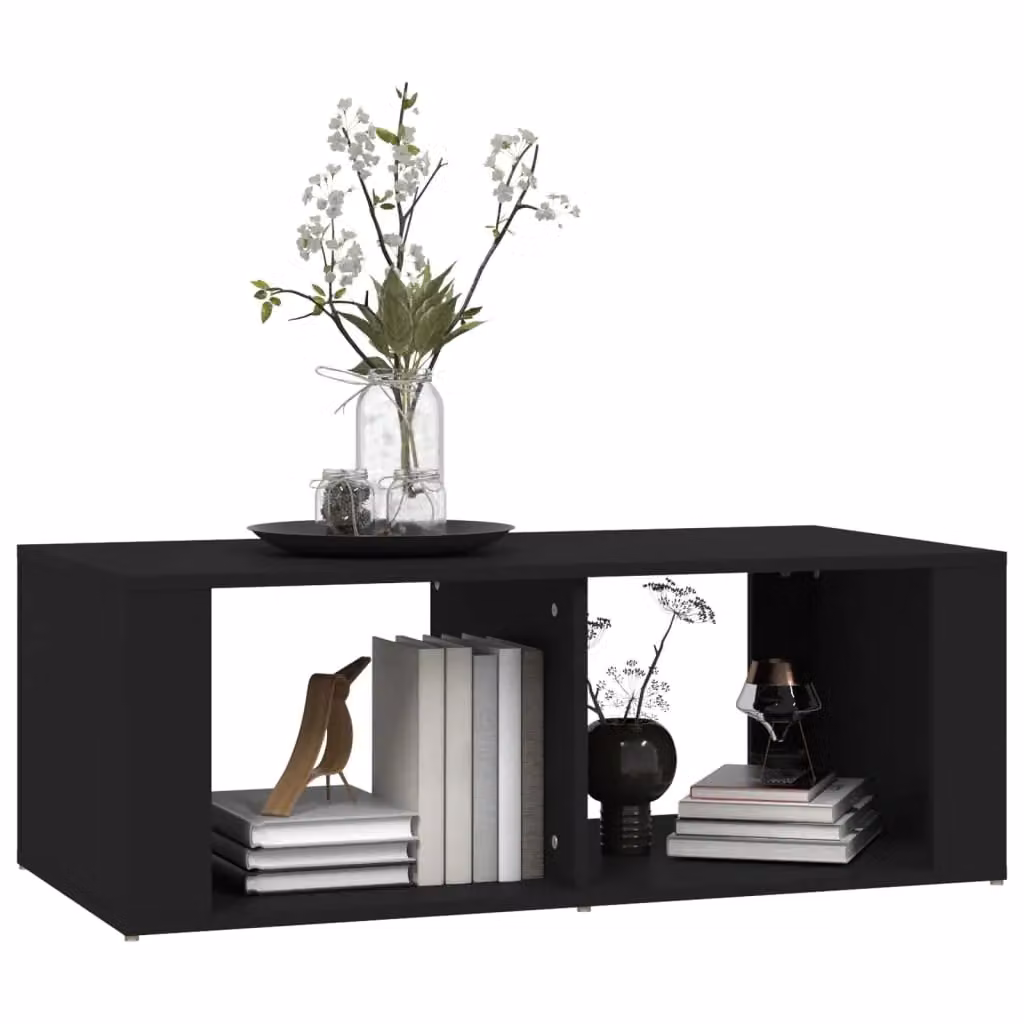 Berkfield Home Modern Black Coffee Table in Engineered Wood W/D/H: 100 x 50 x 36 cm – 3