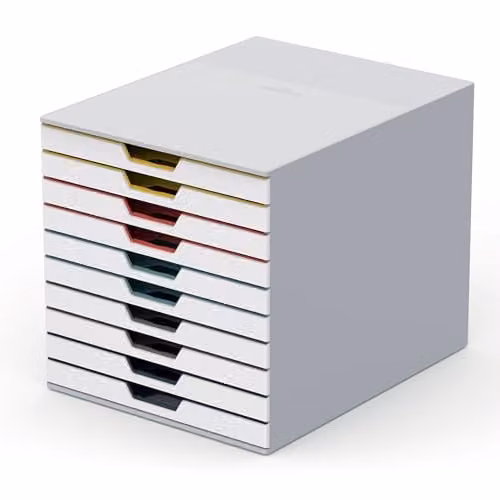 Durable VARICOLOR MIX 10 Drawer Unit Desktop Drawer Set in White and Multicolour