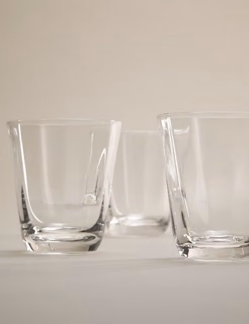 M&S Set of 4 Transparent Glass Soda Optic Tumblers