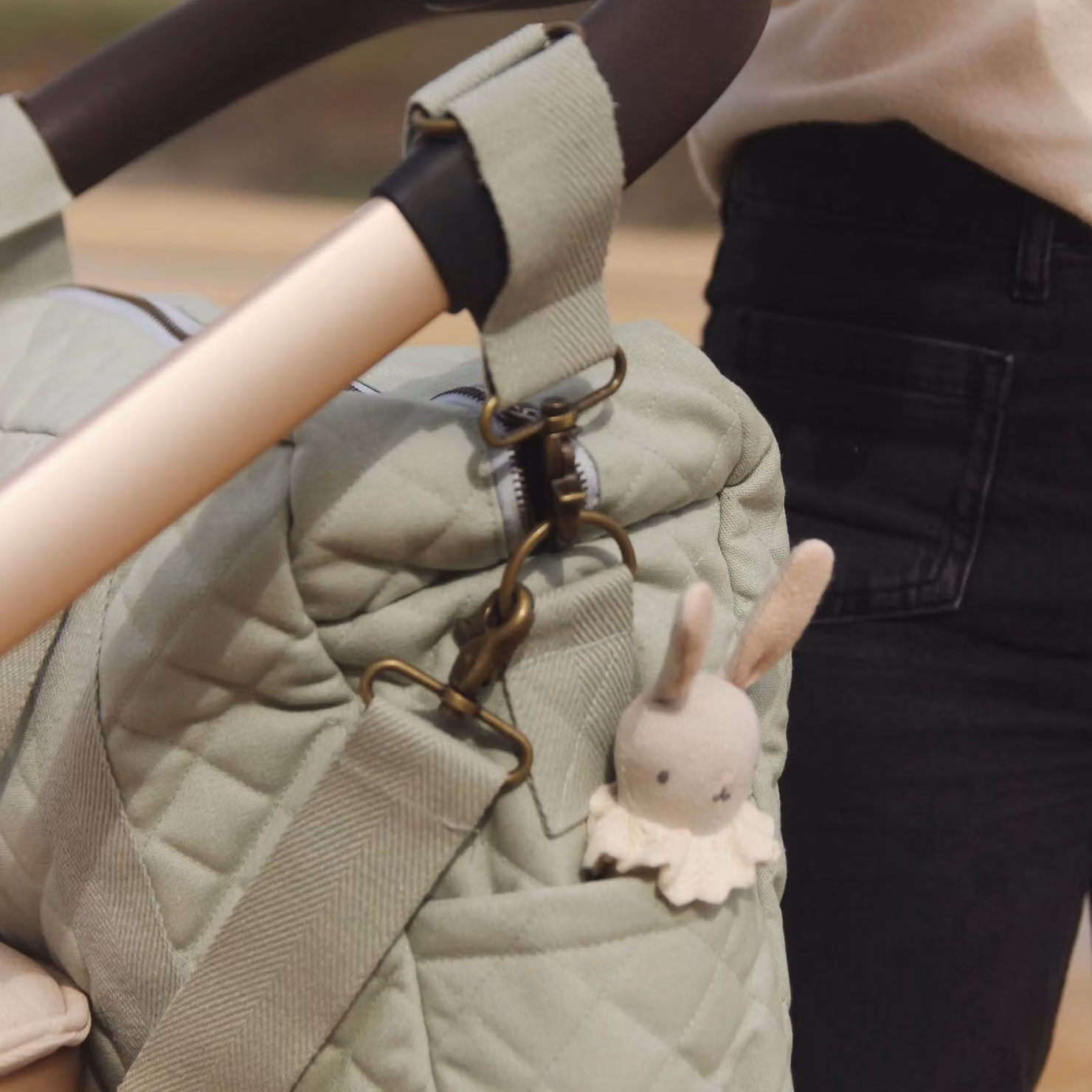 Avery Row Baby Changing Bag with Stroller Clips in Sage Green – 4