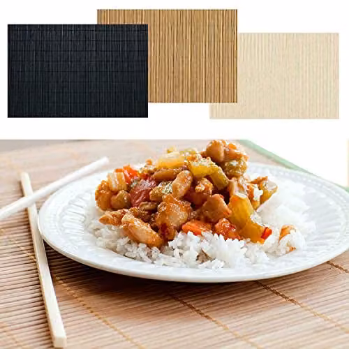 MantraRaj Bamboo Oriental Placemats, Multicolour, W: 45 cm, D: 30 cm – 3