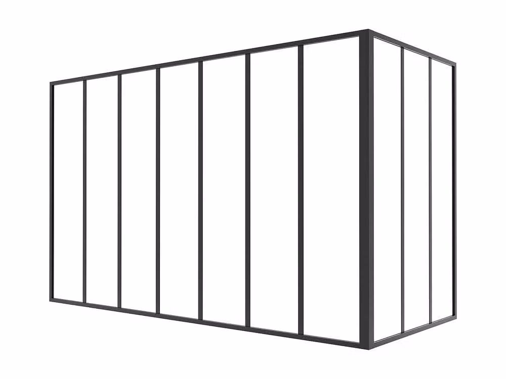 Vente-unique Industrial Corner Workshop Window in Black Powder-Coated Aluminium with Double Glazing, W: 210 cm – 2