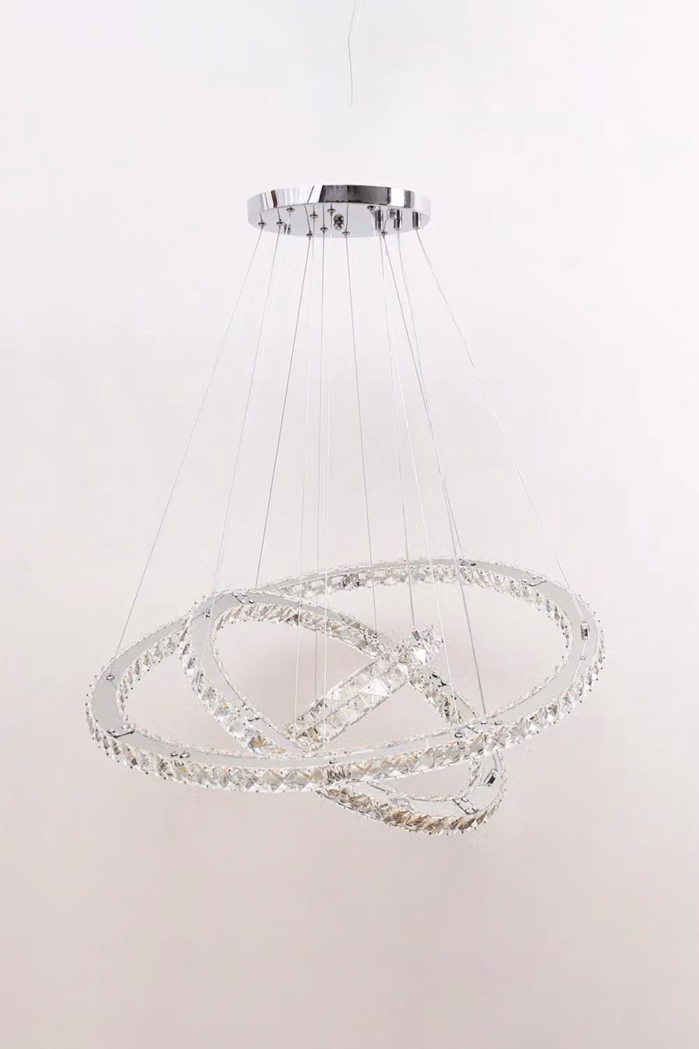 Living and Home Modern 3-Tier Adjustable Crystal LED Pendant Light in Chrome and Multicolour – 3