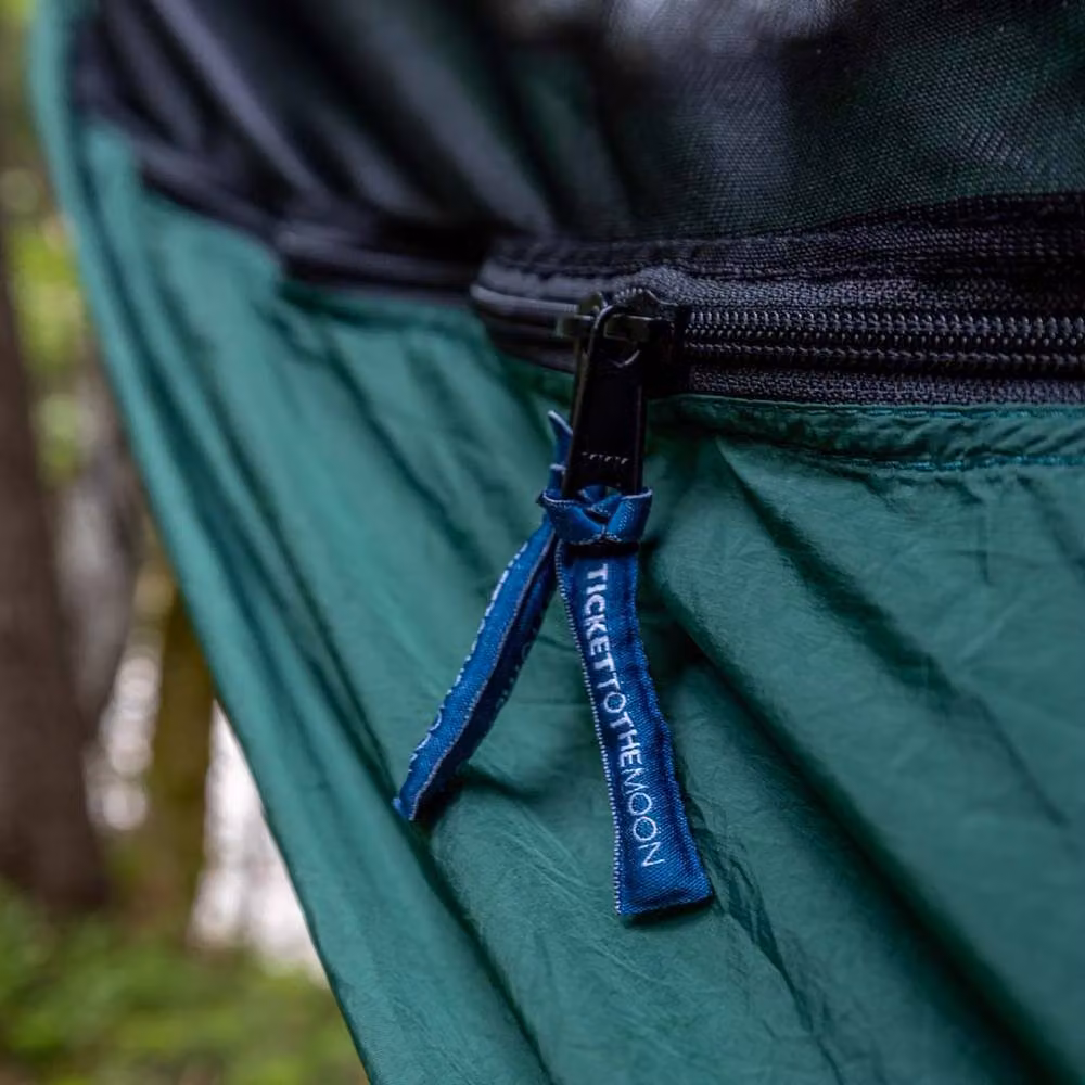 Ticket to the Moon Lightest Pro Hammock with Insect Protection and Integrated Ridgeline, Dark Green – 3