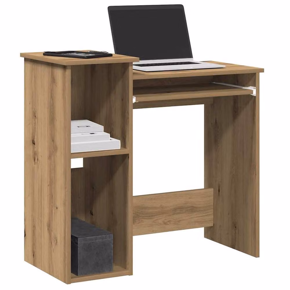 Berkfield Home Computer Desk with Shelves in Artisan Oak Brown, W/D/H: 84 x 40 x 78 cm – 2