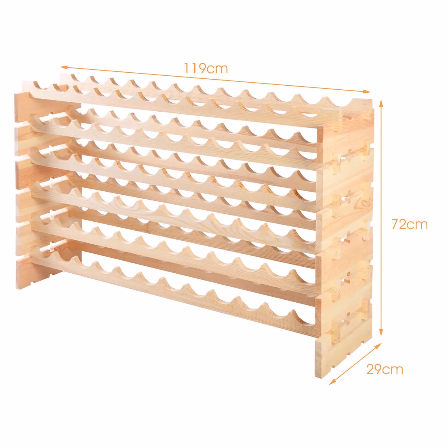 Costway Freestanding Pine Wood Wine Rack with 72 Bottle Storage Capacity in Natural – 2