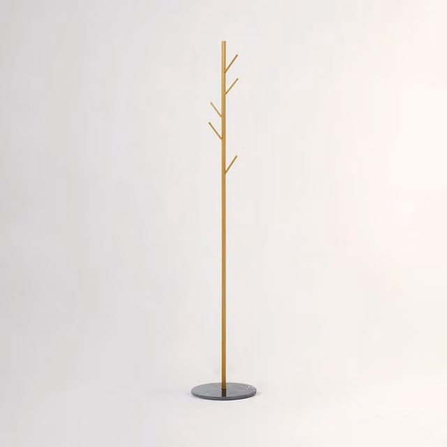 Interiors by Premier Avento Minimalist Metal Coat Stand in Gold and Black