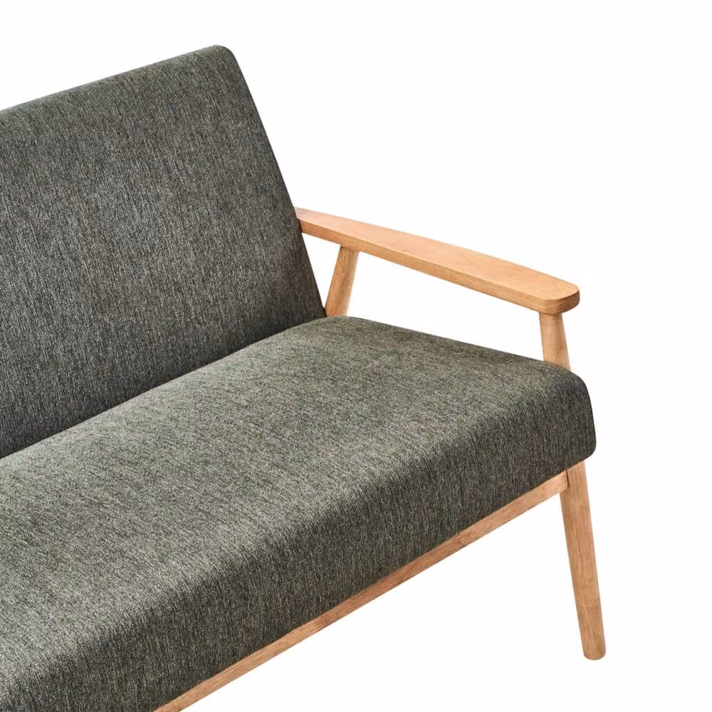 Wyld and Coco Retro 2-Seater Upholstered Sofa in Green with Solid Wood Frame – 4