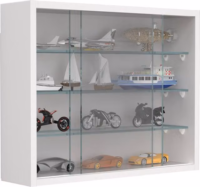 VCM Drivalo S White Wall Mounted Hanging Display Cabinet with Glass Sliding Doors and Internal Shelves W/D/H: 50 x 40 x 12 cm – 1