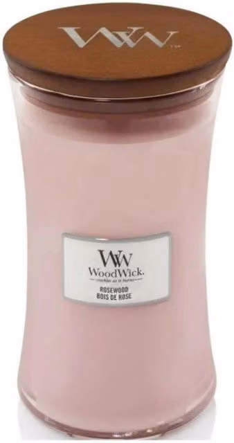 WoodWick Rosewood Floral Scented Glass Tabletop Candle in Pink
