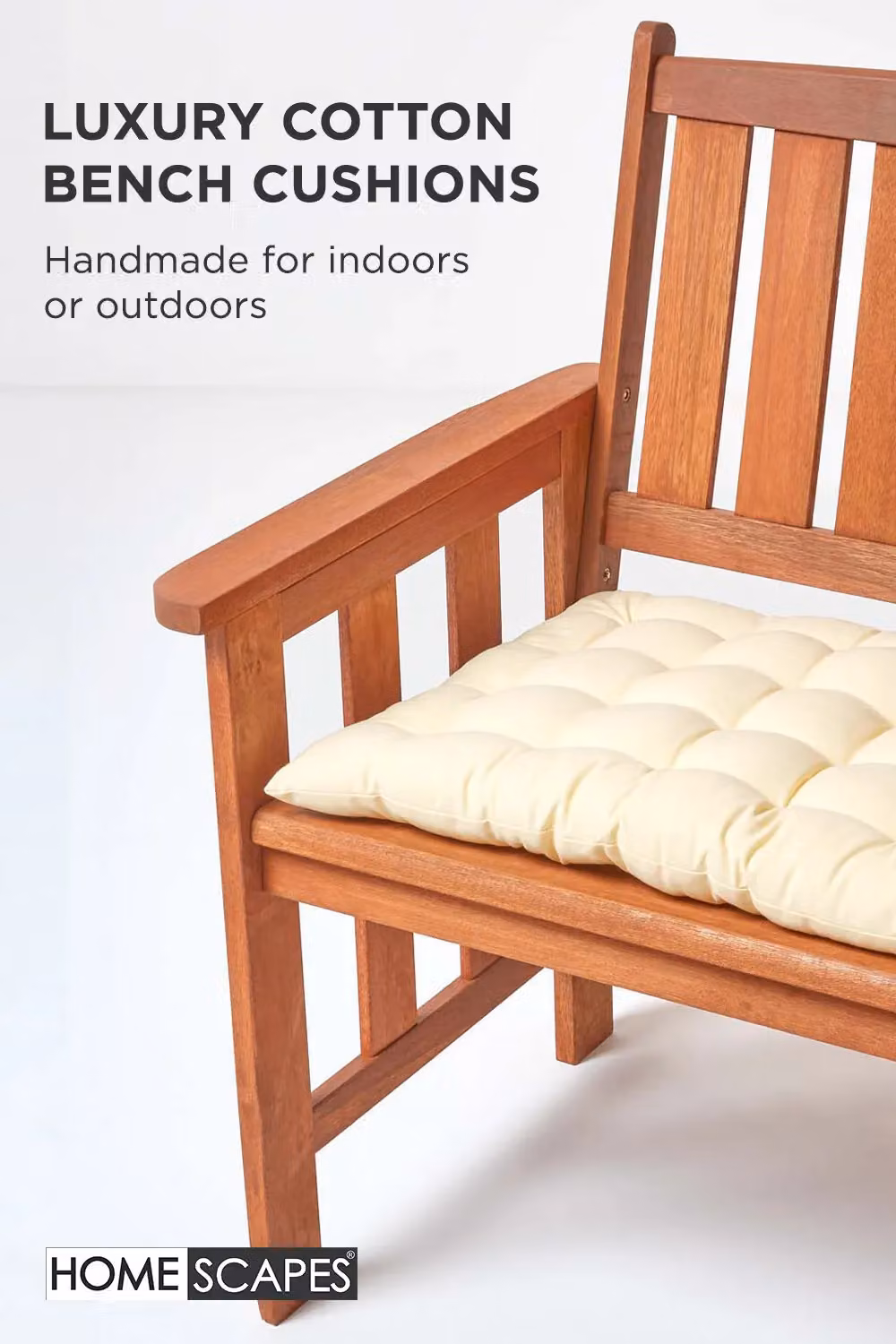 Homescapes 3 Seater Garden Bench Cushion in Beige, W: 143 cm – 6