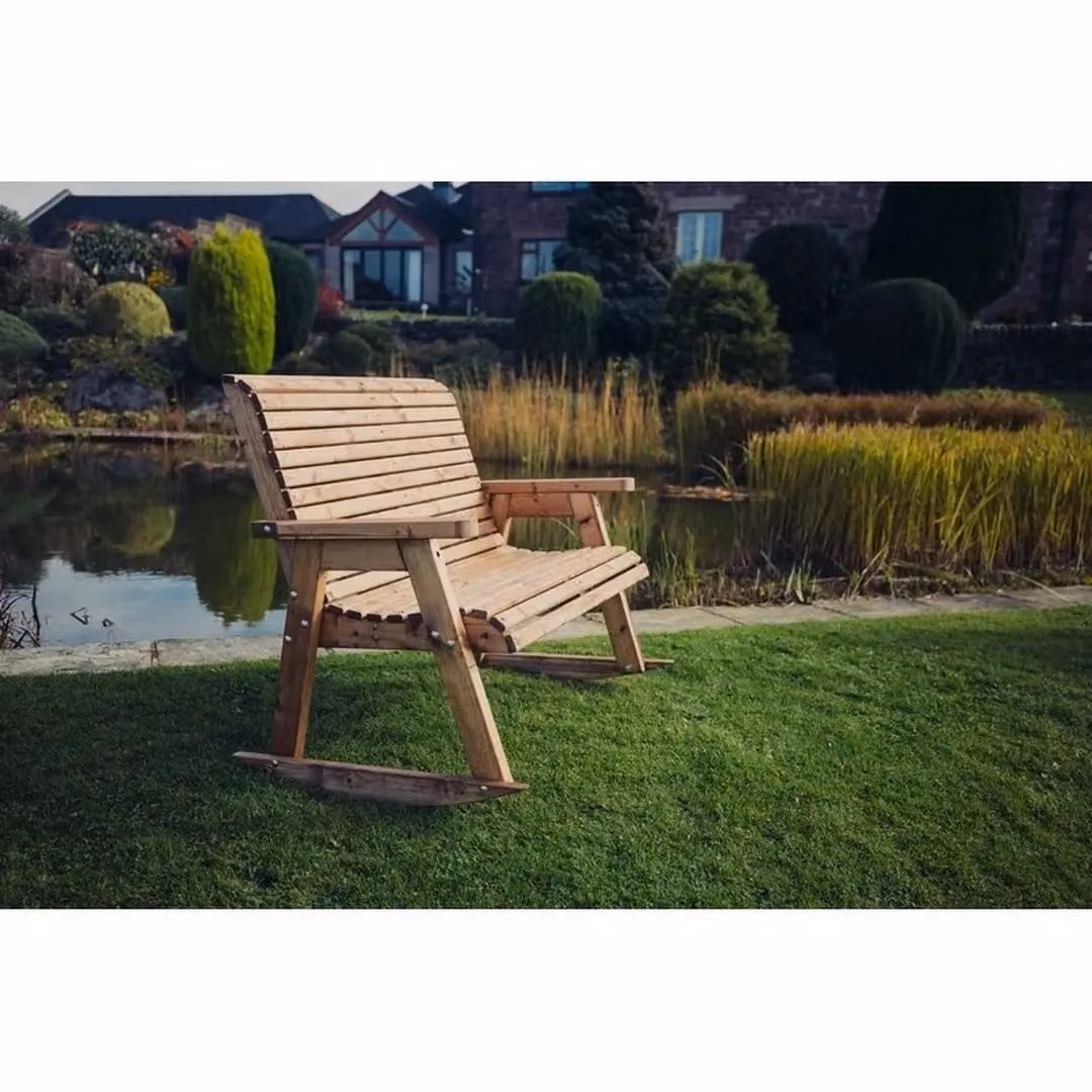 Churnet Valley Garden Furniture Ltd Valley Rocking Bench in Brown Pine Wood – 2