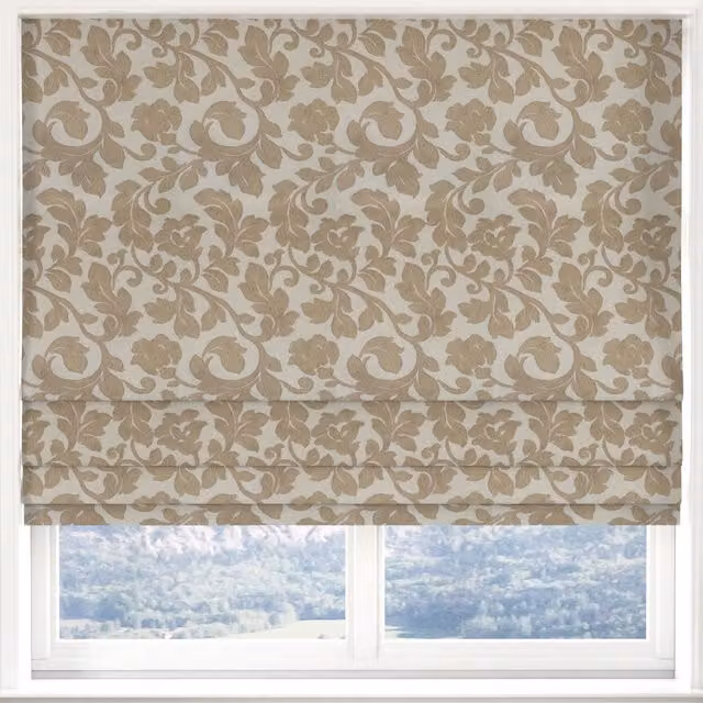 Terrys Cascina Made to Measure Blackout Roman Blind in Floral Beige Gold and Brown Polyester
